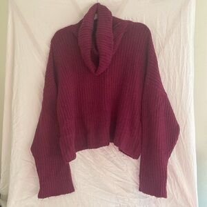 Size Large Chunky Purple Cowl neck Express Sweater with Drop Sleeves